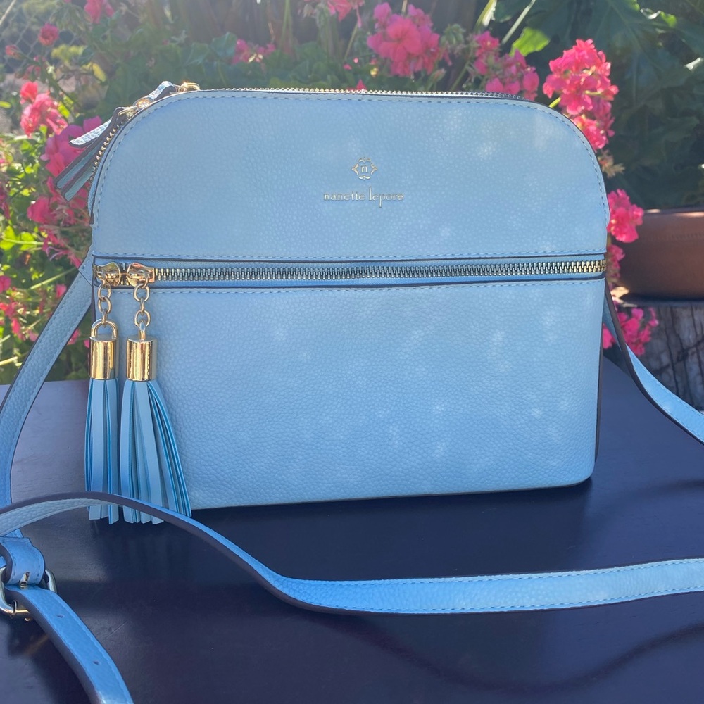 Nanette Leopore Blue Leather Satchel Purse